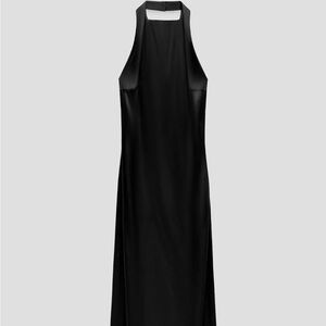 Zara NWT Black Slit Halter Dress